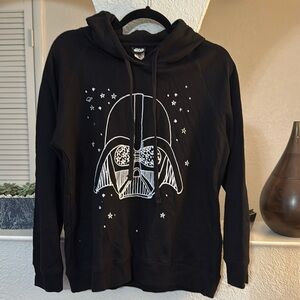 Disney Star Wars Black Juniors Darth Vader Graphic Print Hooded Sweatshirt M NWT